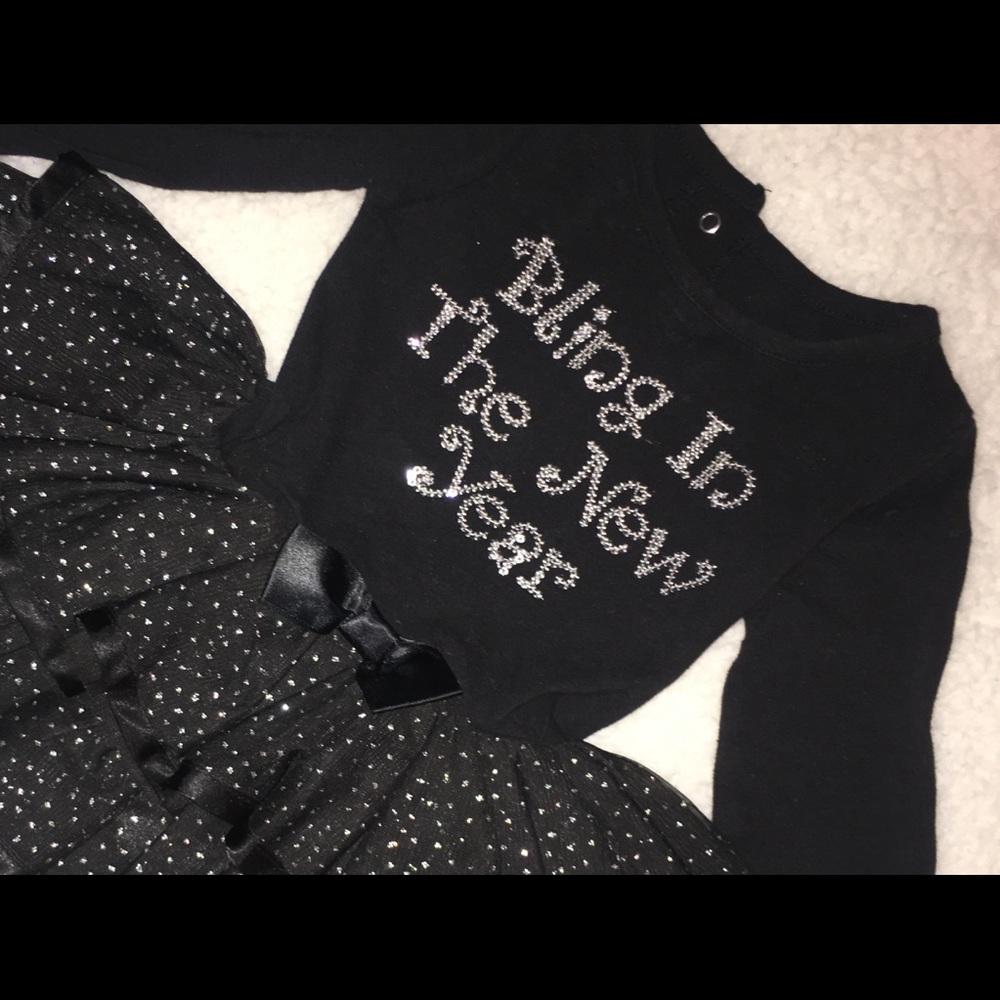 Baby girl new year black and silver dress